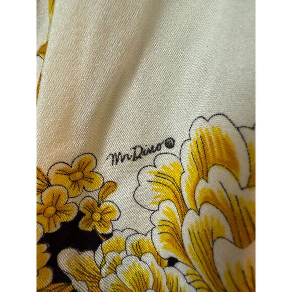 70s Vintage Mr Dino RARE Yellow Floral Mod Long SleeveSize 10 Zip Signed Blouse - Picture 3 of 10